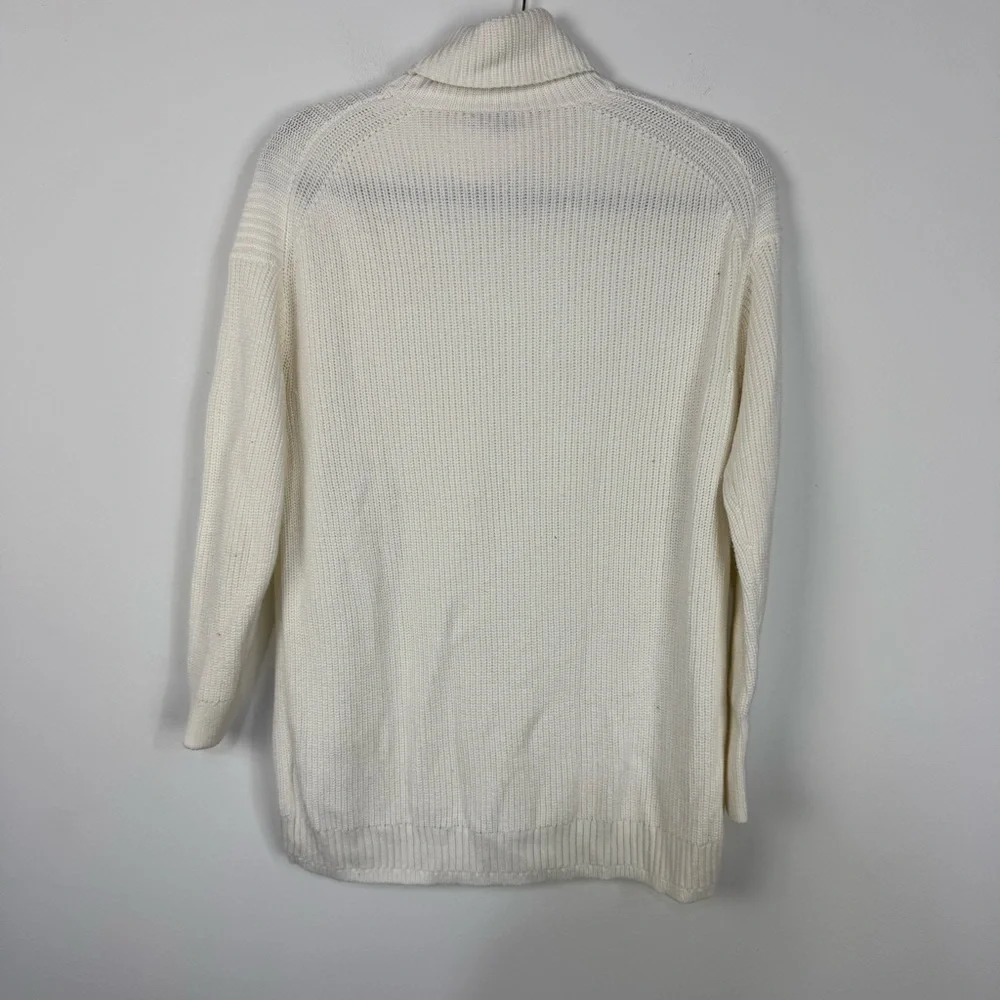 J.Crew Cashmere Blend White Turtleneck Chunky Knit Sweater Minimalist